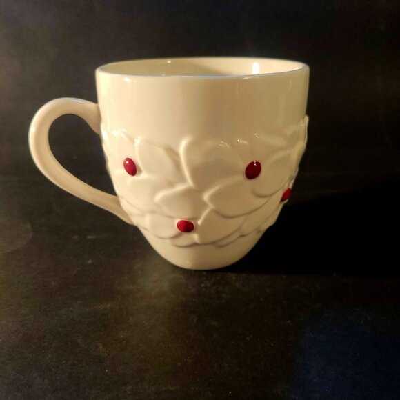 Starbucks 2004 LE Holiday Mug, An Embossed White Holly And Red Berry Design - Picture 1 of 7